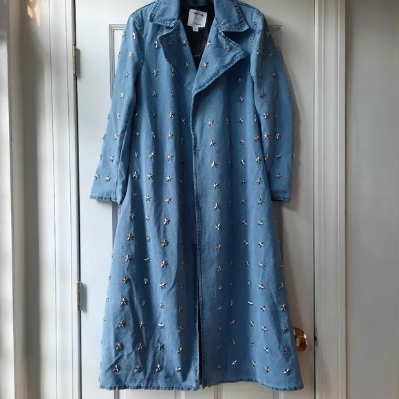 Free People x Understated Star Studded Denim Trench New - Picture 5 of 9